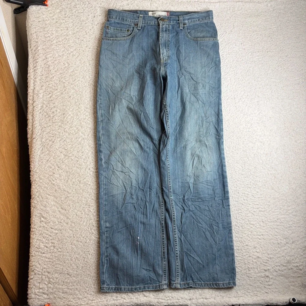 Y2K Levis 569 Loose Straight Jeans Mens 32x32 Blue Denim FADE 100% Cotton baggy